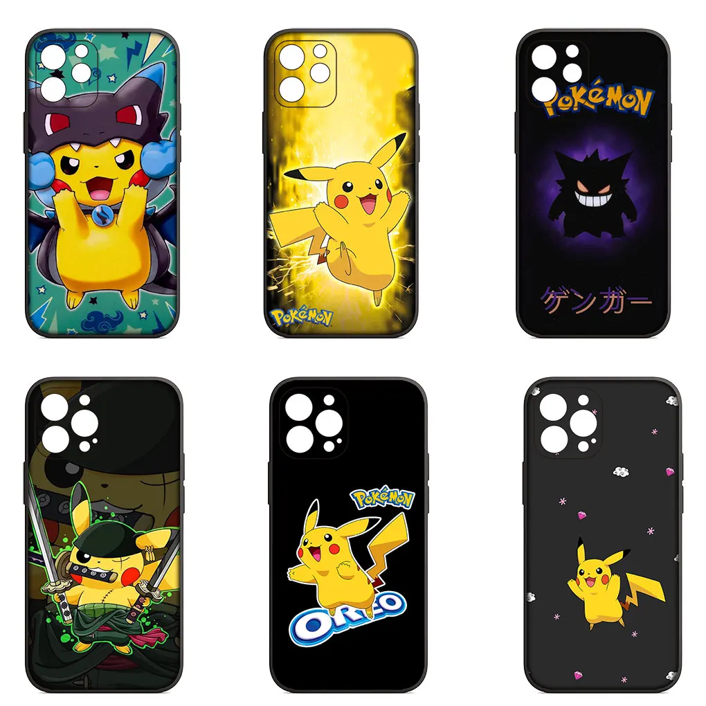 P-Pokemons GO Gengar P-Pikachus Симпатичный мягкий чехол для iPhone 15 14 13 12 Mini 11 Pro XS Max X XR 7 8 Plus + 15+