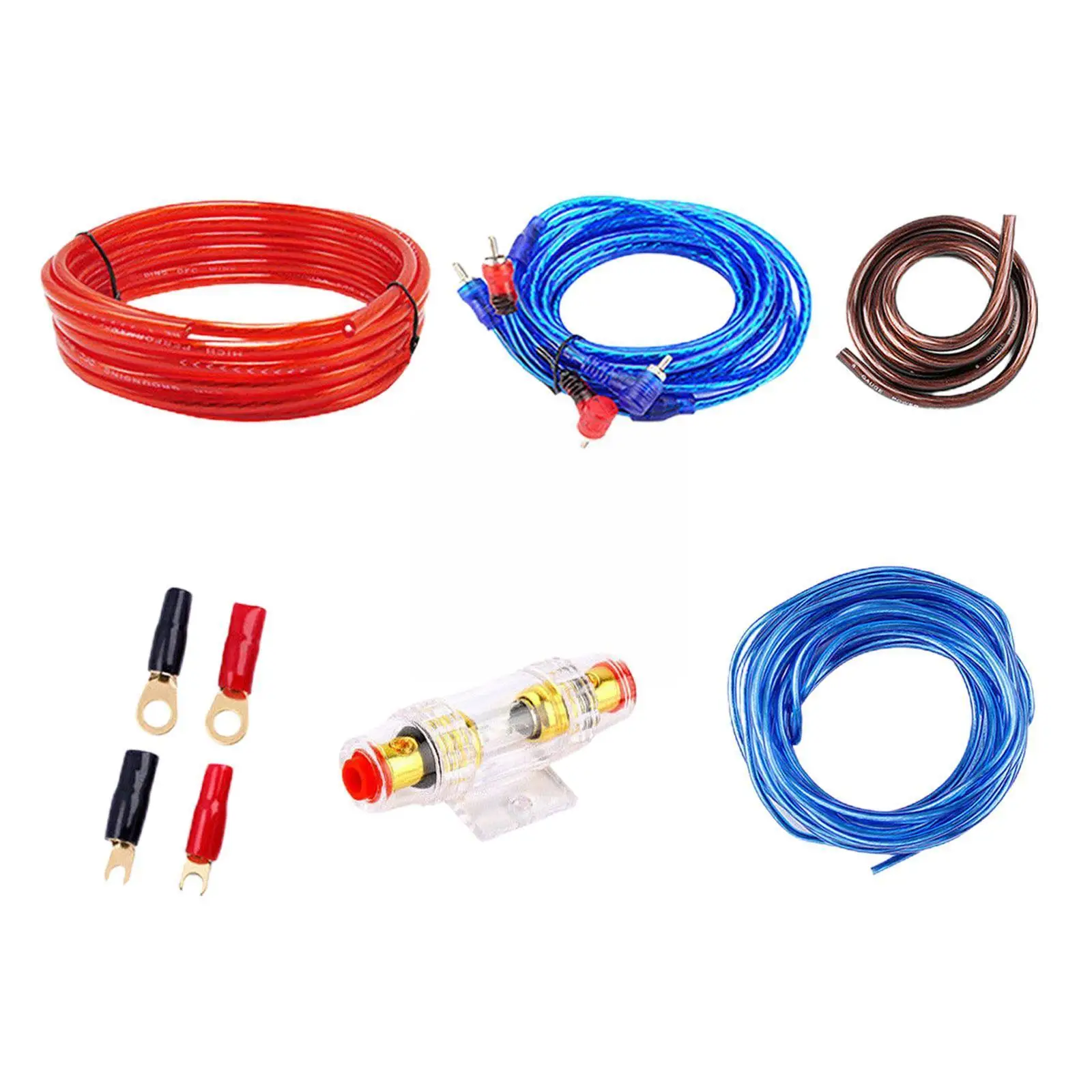 

1500w Car Power Amplifier Wiring Kit Audio Subwoofer Audio Power Cable AMP Car Kit RCA Wire Fuse Wiring M7W7