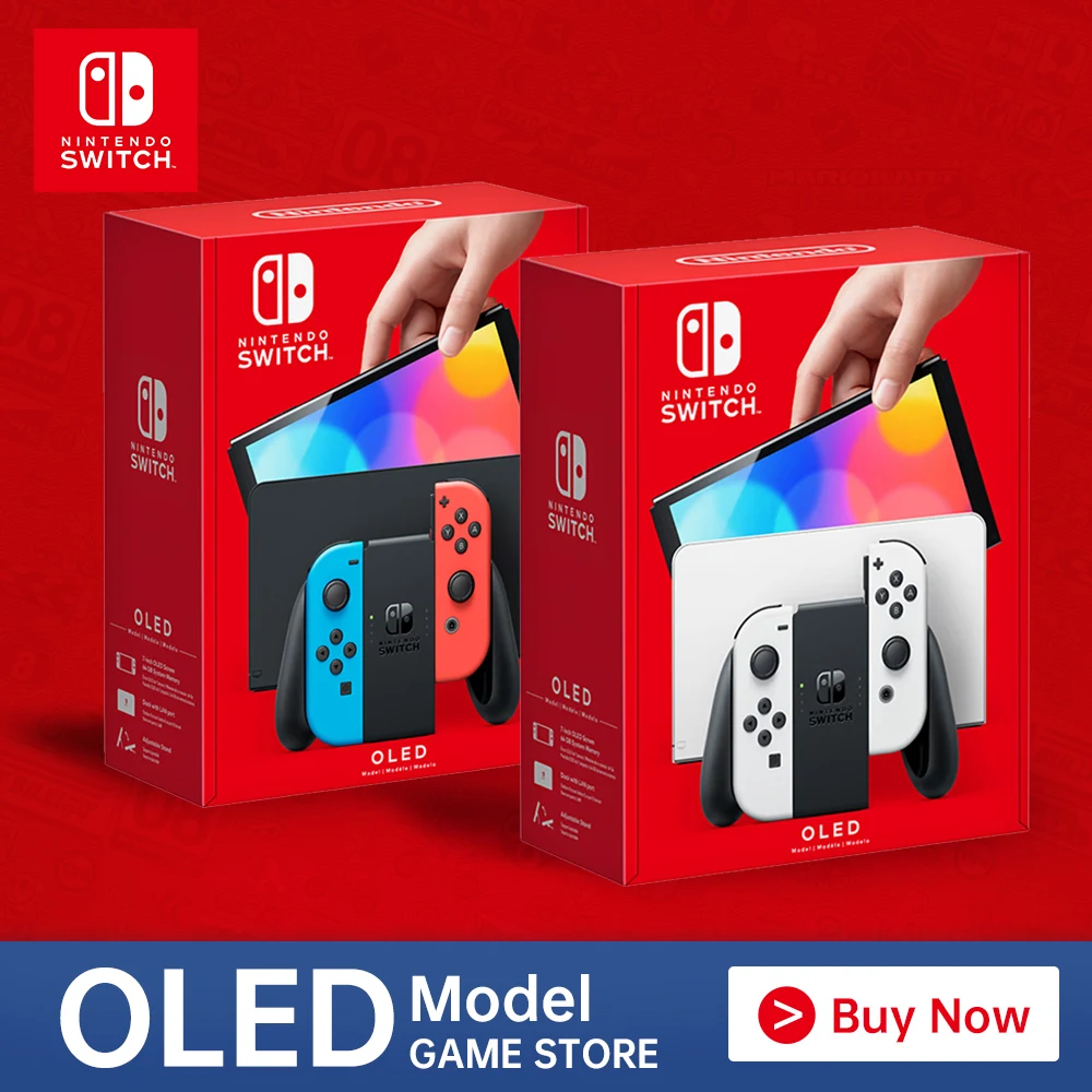 Комплект видеоигр Nintendo Switch OLED 7 дюймов белый синий и красный |