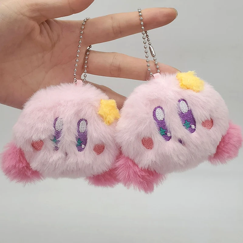 

Pink Kirby Anime Plush School Bag Small Pendant Keychain Brooch Stuffed Cartoon Doll Birthday Cake Decorative Accessories 9cm