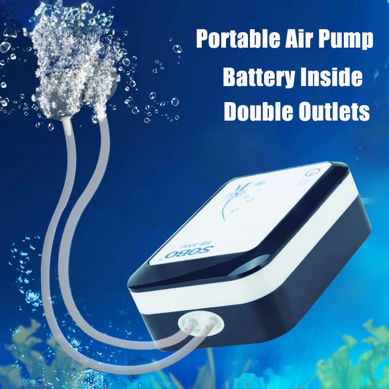 Аккумуляторный воздушный насос двойного назначения для аквариума портативный