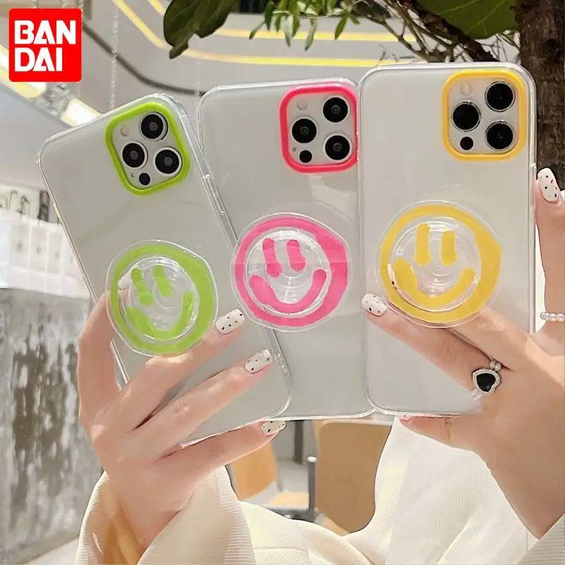 

Bandai ins style graffiti cute smiley PopSockets Silicone Phone Case For iPhone Xs Max XR 11 12 13Mini 13 Pro Max Case