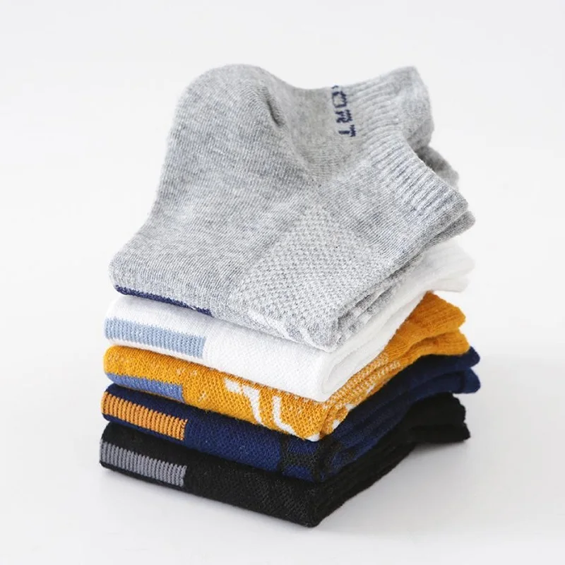 5 Pairs Sports Low-Cut Boat Socks Men Breathable Male Comfortable Casual Socks Summer Street Fashions Absorb Sweat Ankle Socks