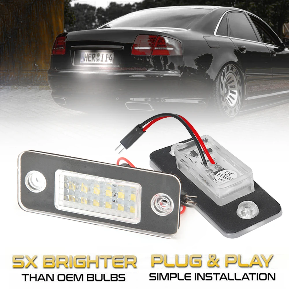 

2Pcs LED License Plate Lights Number Plate Holder Lamps For Audi A8 D3 S8 Quattro 2002 2003 2004 2005 2006 2007 2008 2009 2010