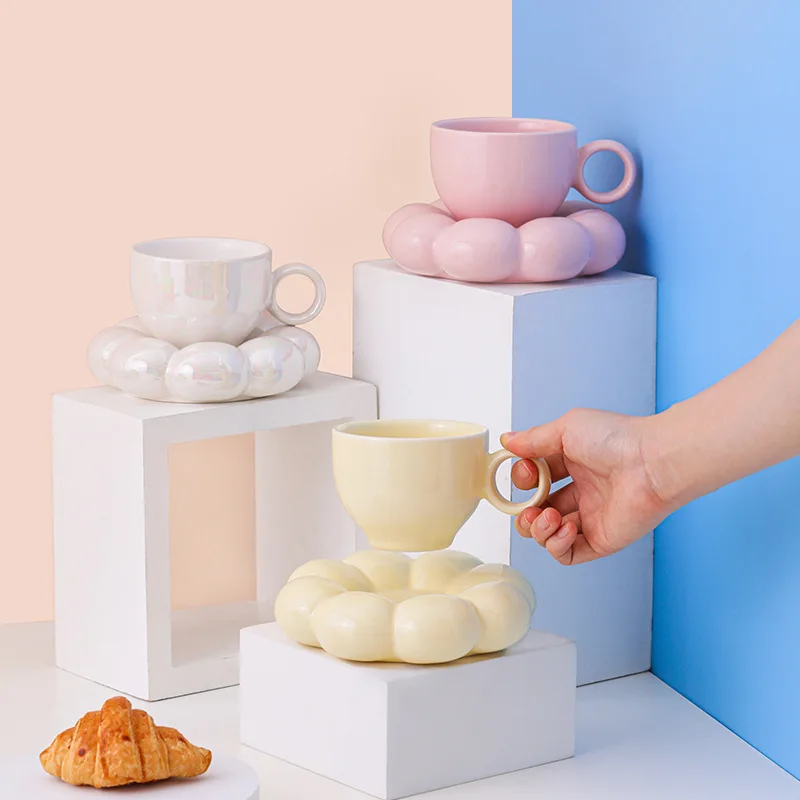 

A Set of Nordic Ceramic Coffee Cup and Saucer Milk Juice Mug Breakfast Cups Afternoon Tea Cup Dish Coffee Cup Boyfriend Gift