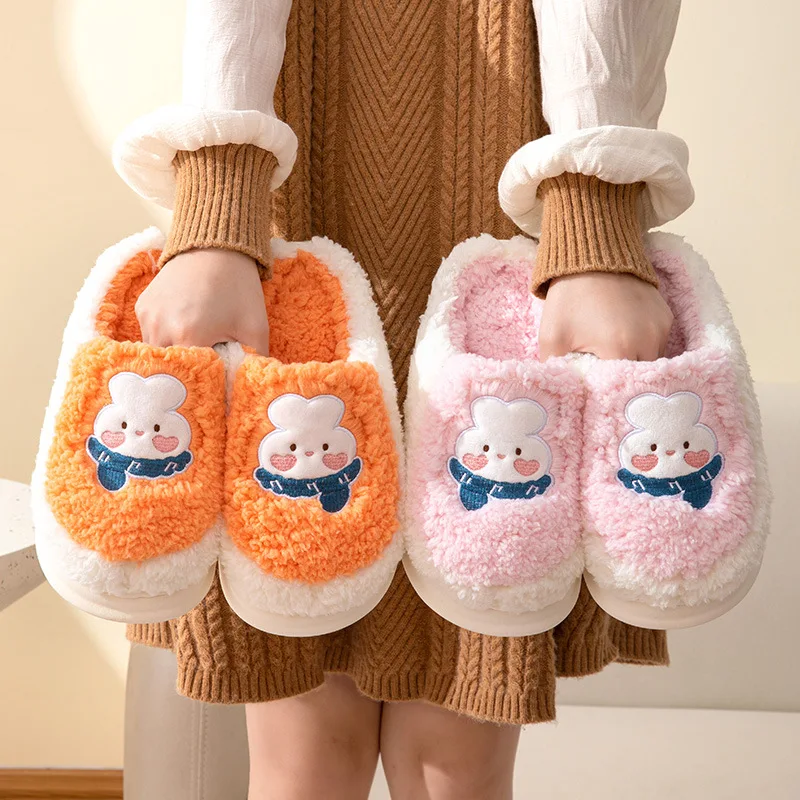 Lovely Bunny Plush Slippers for Women Kawaii Fluffy Winter Warm Women Men Slippers Indoor Cute Winter Plush Comfortable Slippers