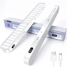 WILLED 2 팩 모션 센서 캐비닛 라이트 배터리 디스플레이 60 LED 터치 라이트 바 무선 충전식 배터리 야간 조명