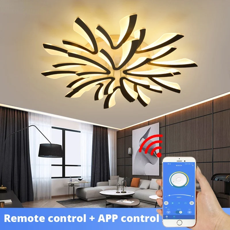 Acrylic New Modern LED Ceiling Lights Living Dining Room Kitchen Bedroom Indoor Lamps Lighting Fixtures With Remote AC 90-260V