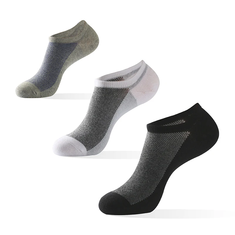 5 Pairs Men's high quality Ankle Socks Set Fashion Summer Mesh Breathable Cotton Socks Man Cozy Plus Size Boat Socks 43-48