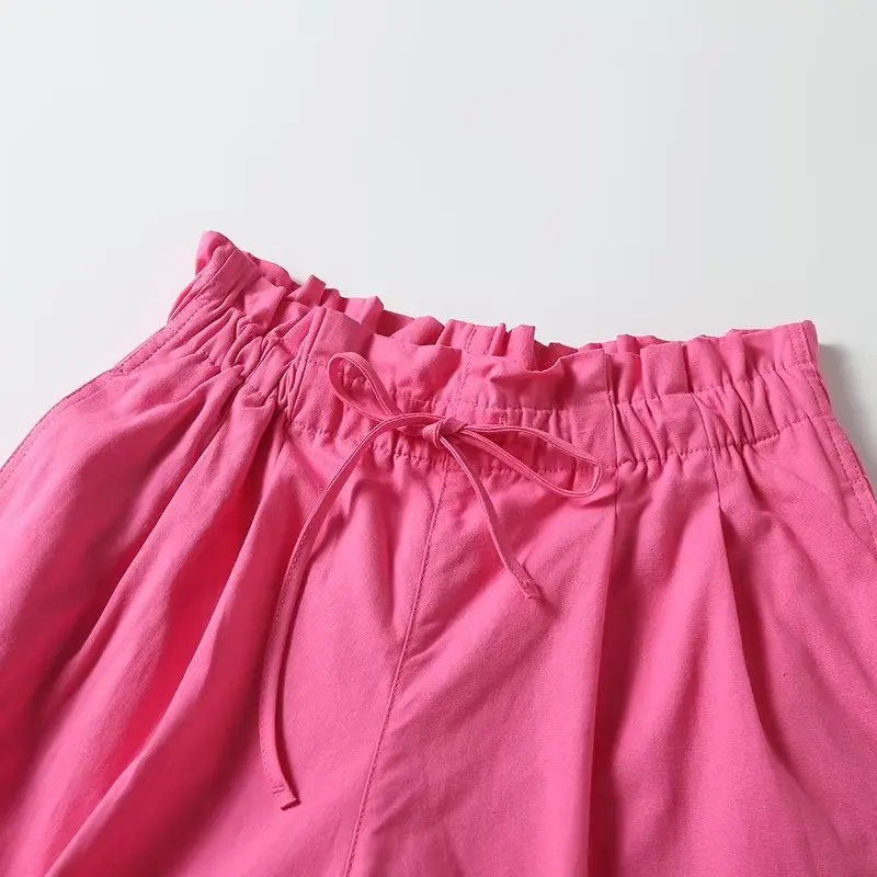 Withered Fashion Solid Color Simple Commuter Elastic High Waist Shorts Japanese Style Multicolor Ladies Causal Bermuda Women