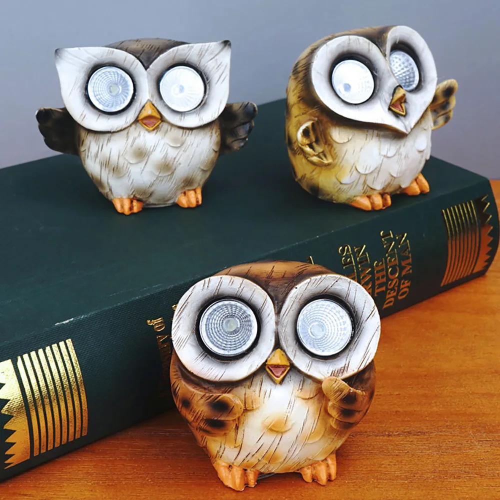 

3 Packs Owl Solar Path Light Lamp Outdoor Solar Owl Decor Resin Owl Solar Lamps For Garden Lawn Backyard Decoration