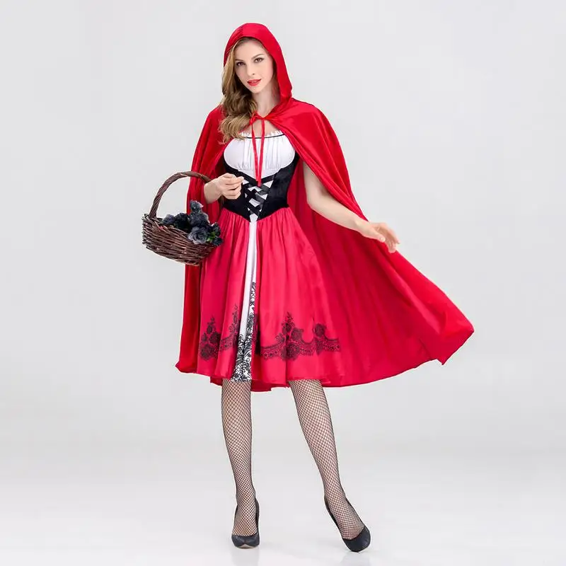 

Little Red Riding Hood Costume Adult Cosplay Dress Fancy Party Nightclub Queen Halloween Fantasia Carnival Fairy Cosplay Costume