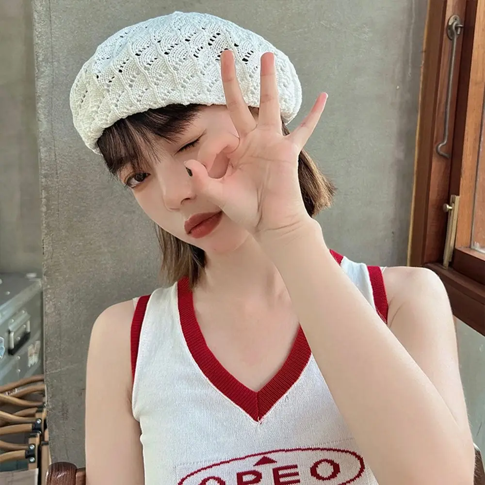 

Harajuku Thin Artist Hat Bonnet Cowboy Cap Newsboy Cap Autumn Octagonal Hat Women Caps Knitted Beret Painter Hat