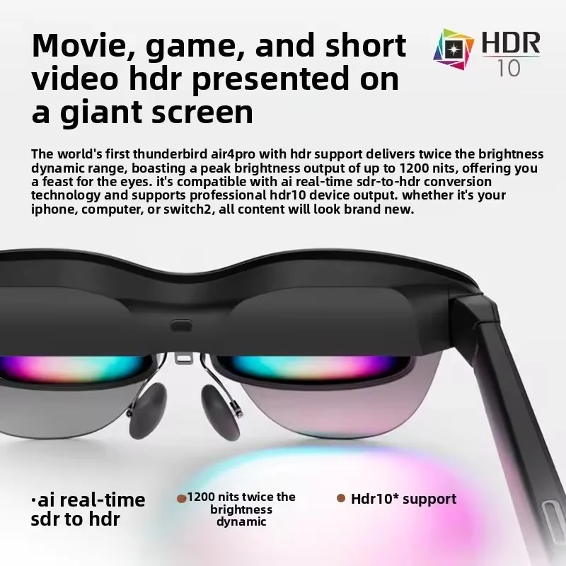 Фото Новые умные очки Rayneo Air 4 Pro AR DHR10 1200 нит версии4000 AI HDR Экран 3840 Гц ШИМ 3D-очки Aduio от Bang &Olufsen №2