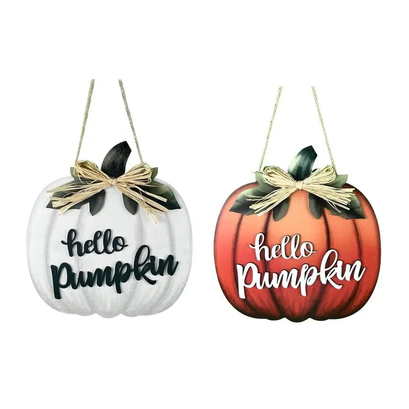

Pumpkin Signs for Front Porch Rustic Wooden Halloween Door Hanger for Front Porch Adorable Pumpkin Decorations for Spooky Touch