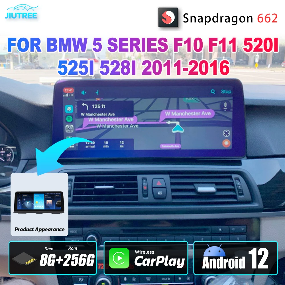 

Qualcomm Snapdragon 662 Android 12 For BMW 5 Series F10 F11 520i 525i 528i 2011-2016 Car Radio 8G 256GB GPS Multimedia Carplay