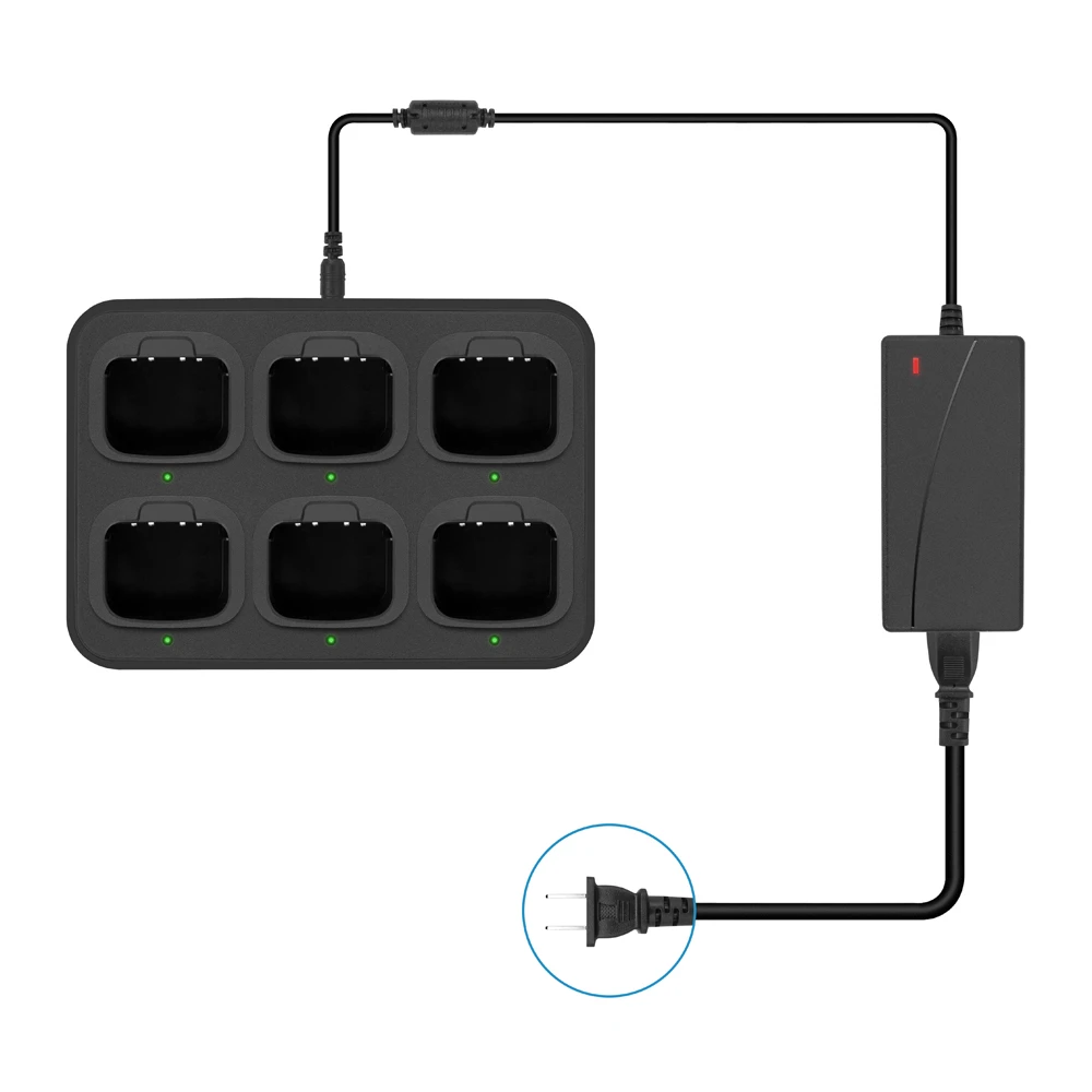 6-Way Multi-Functional Charger Adapter Rapid Charging for PX-777 VEV-3288S VEV-V1000 Walkie Talkie Two Way Radio