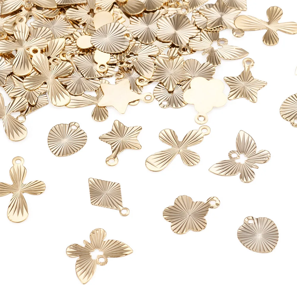 

Kissitty 84Pcs Mixed Shape Gold Color Brass Pendants Long-Lasting Plated Charms for Necklace Earrings Bracelet Jewelry Making