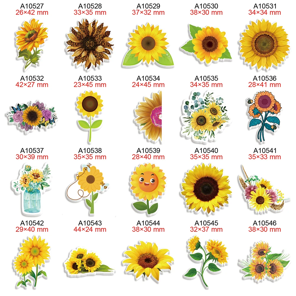 

Printed Sunflower Flatback Planar Resin 30pcs/lot for Hairbow DIY Craft Keychain Ribbons Decorations