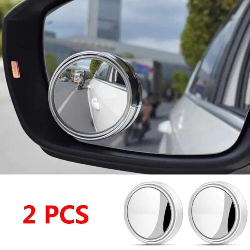 

2Pcs Car Rearview Sucker Mirrors 360° Blind Spot Mirror Adjustable Round Frame Convex Wide-angle Clear Rearview Auxiliary Mirror