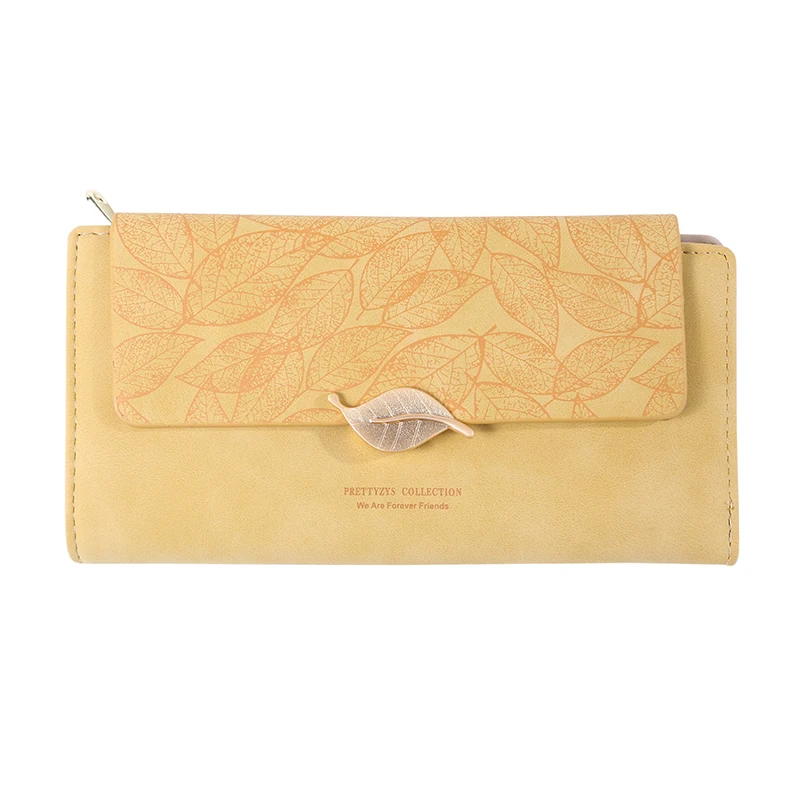 

Leaf Decoration Ladies Long Wallets With Zipper Coin Purse & Card Holder Female Purses High Capacity Wallet For Women New