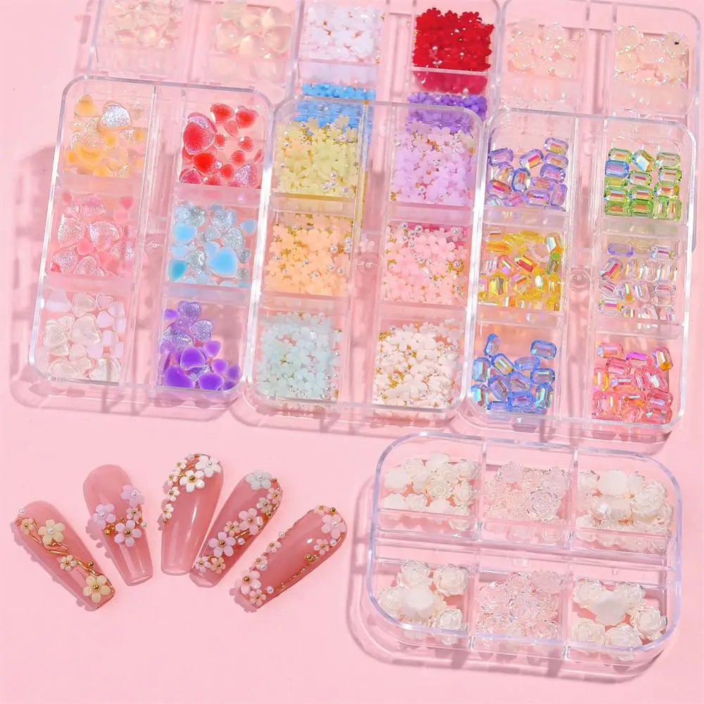 

Nail Art Decoration Color Changing Camellia Flower Love Heart Butterfly Bow Nail Art Gel Polish Decor Manicure Nail DIY Supplies
