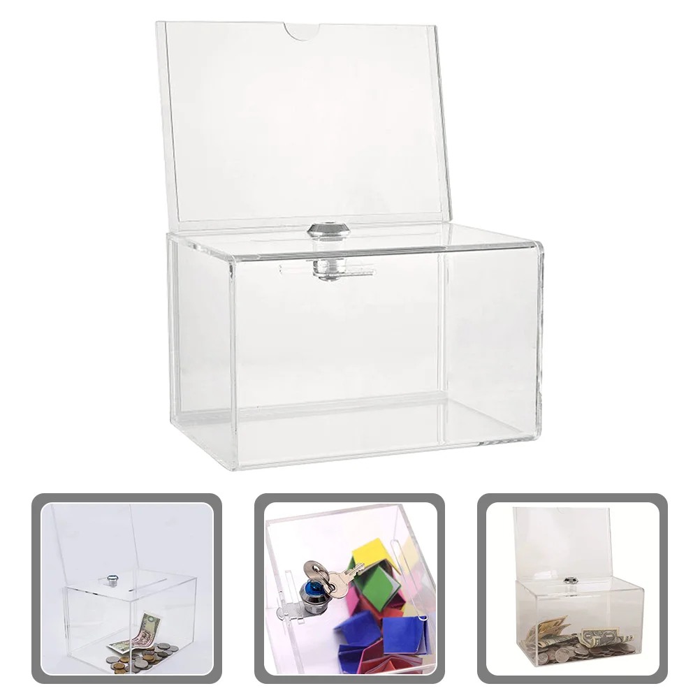 

Box Donation Suggestion Letter Ballot Clear Display Lock Fundraising Raffle Drawing Boxes Complain Locked Container Safe