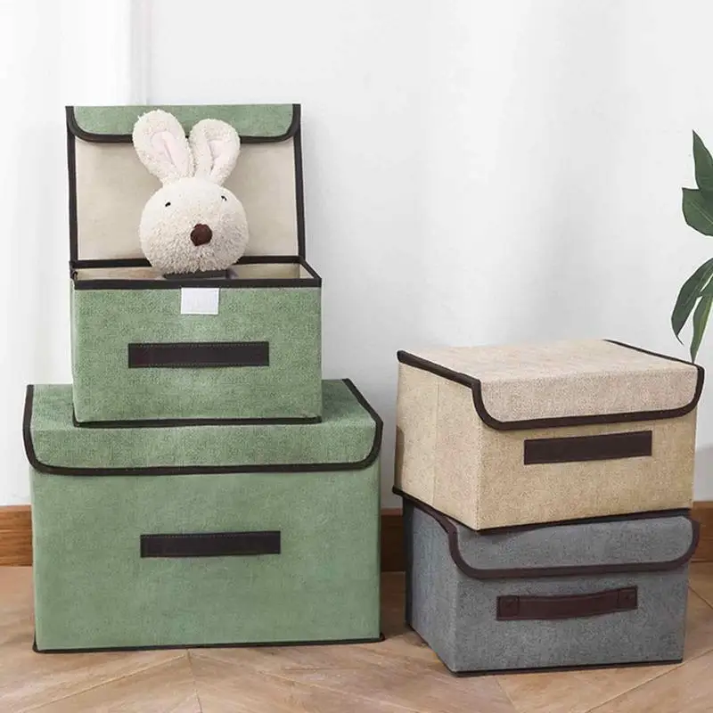 

Складные контейнеры для хранения, 2 упаковки, коробки для хранения с крышками и ручками, экономия места в шкафу, органайзер для игрушек, орга...