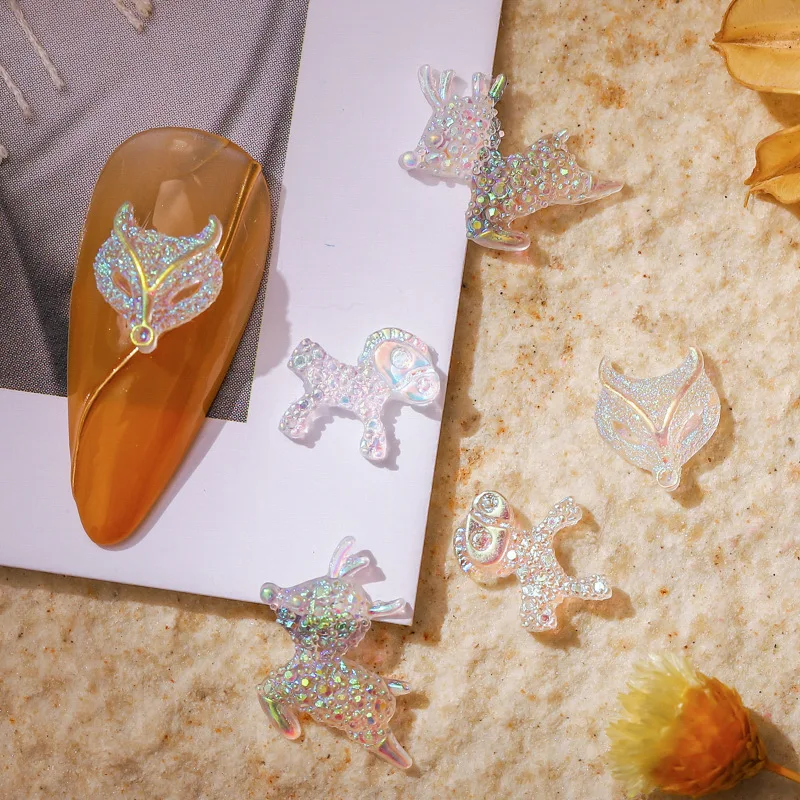 

Aurora fox head pony животное олень transparent magic AB stereo resin nail drill
