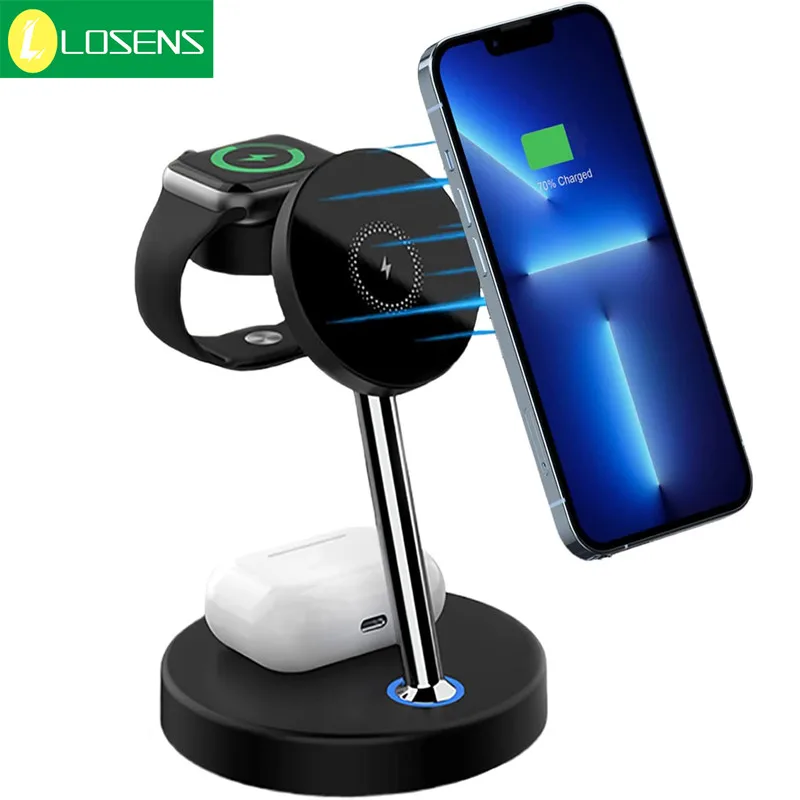 

3 in 1 Wireless Charger Stand For iPhone 13 12 Pro Max Mini iWatch 7 AirPods Fast Charging Wireless Chargers For Samsung Huawei