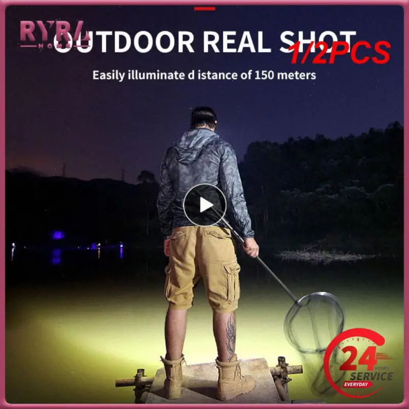 

1/2PCS Led Strong Headlight Super Bright Head-Mounted Flashlight Usb Rechargeable Built-in Battery Outdoor Rechargeable Night