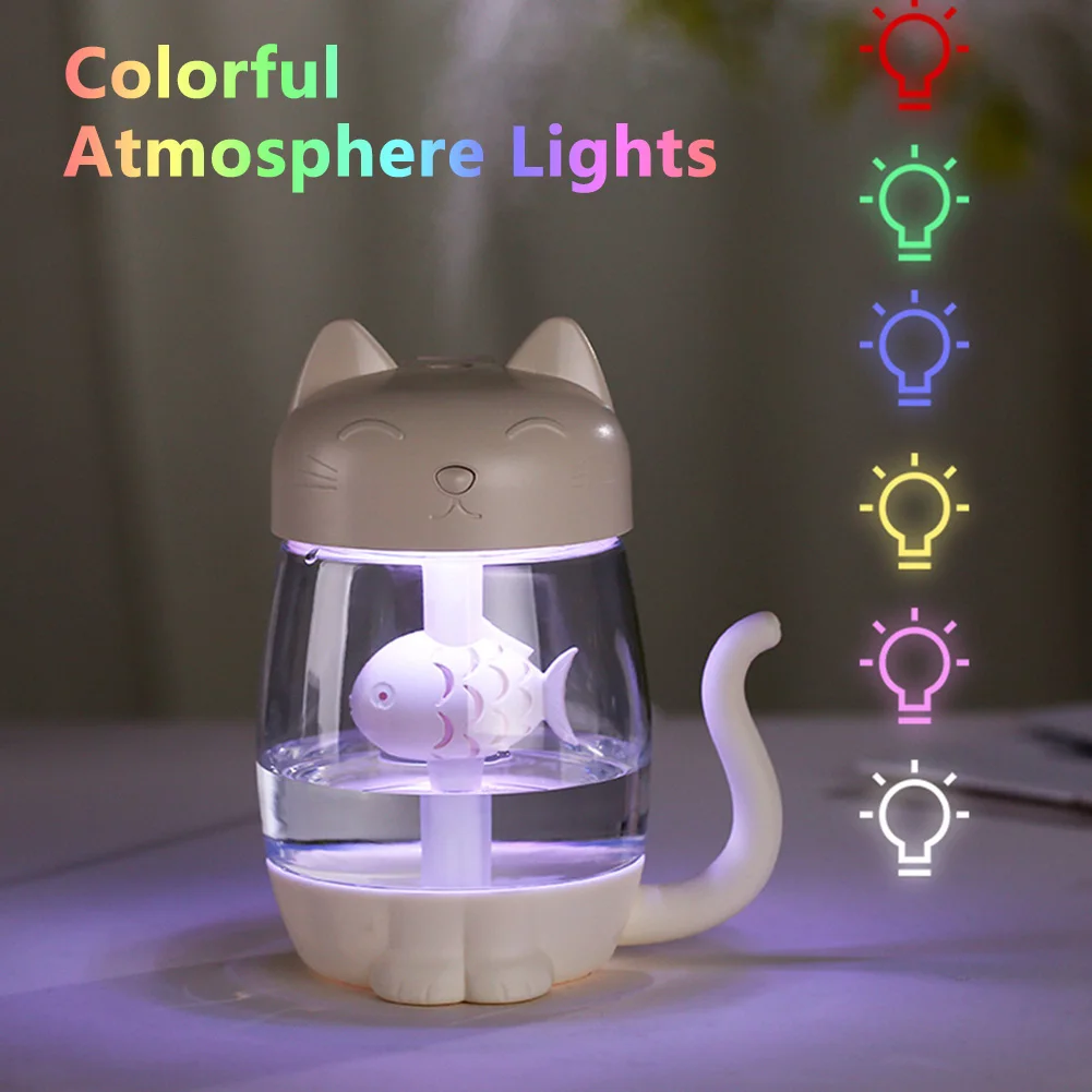 

Air Humidifier LED Light Cartoon Cat Cool Mist USB Humidifier Ultrasonic Ultra-Quiet Humidifier For Home Kids Infant Nursery