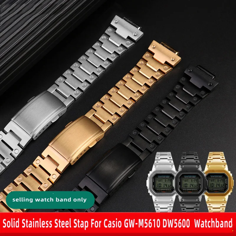 

16mm Solid Stainless Steel Stap For Casio GSHOCK Metal Watchband GW-M5610 DW5600 GW-5000 DW-5030 GA2100 GM5600 Modified Band