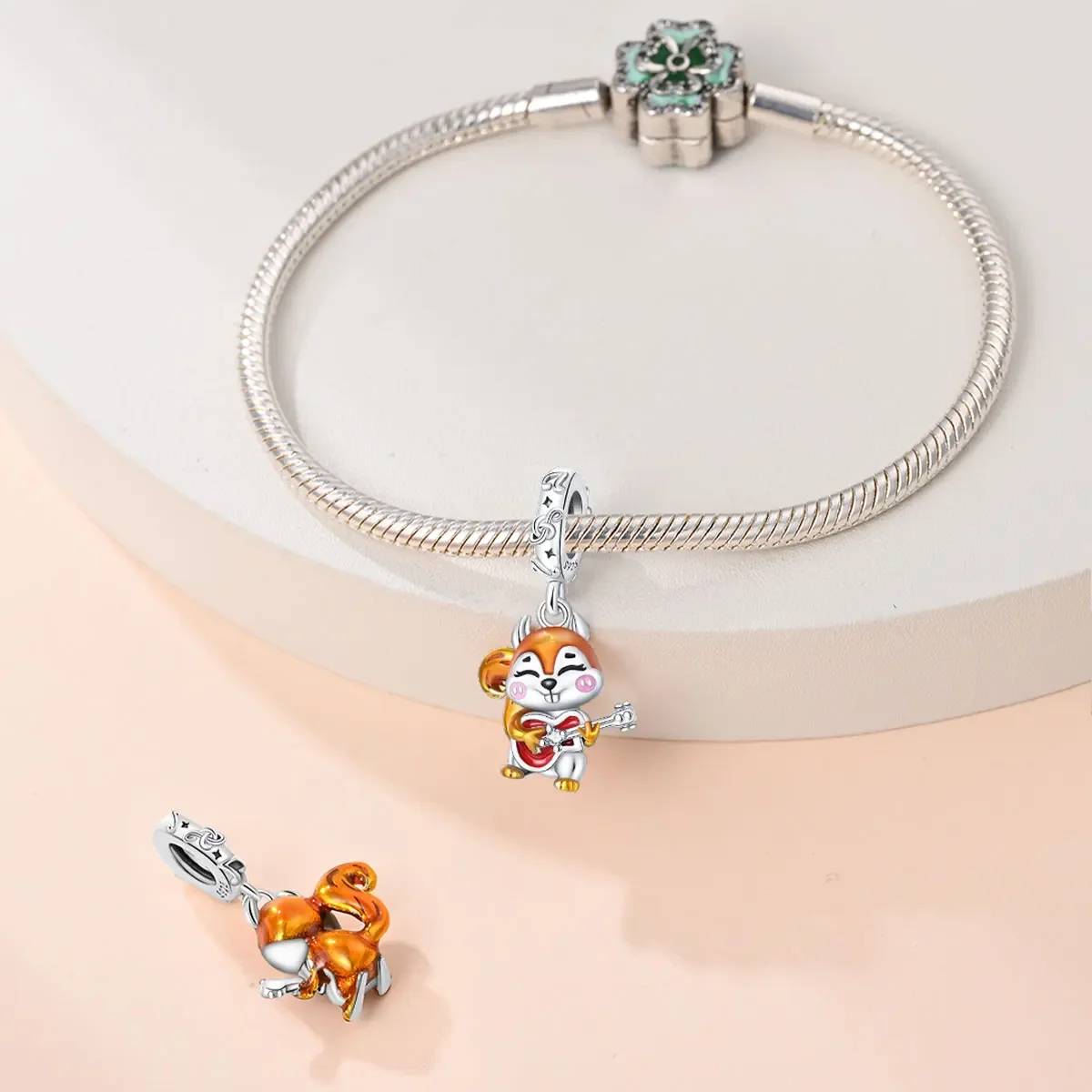 Осенние бусины из стерлингового серебра 925 пробы с кленовым листом и белкой