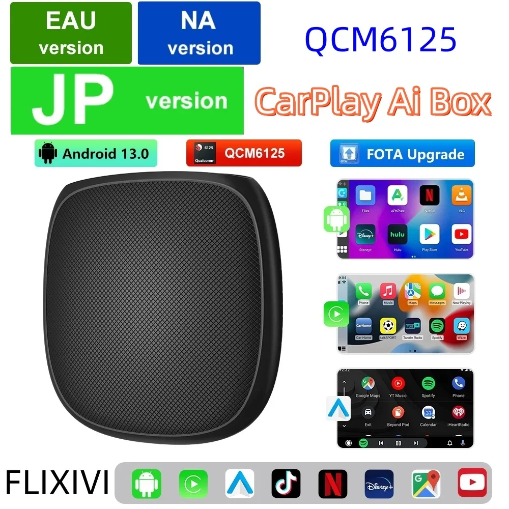FLIXIVI НОВЫЙ CarPlay Ai Box Plus 8 + 128G Android 13 беспроводной Auto и 8/4 ядра процессор QCM6125/2290 для VW