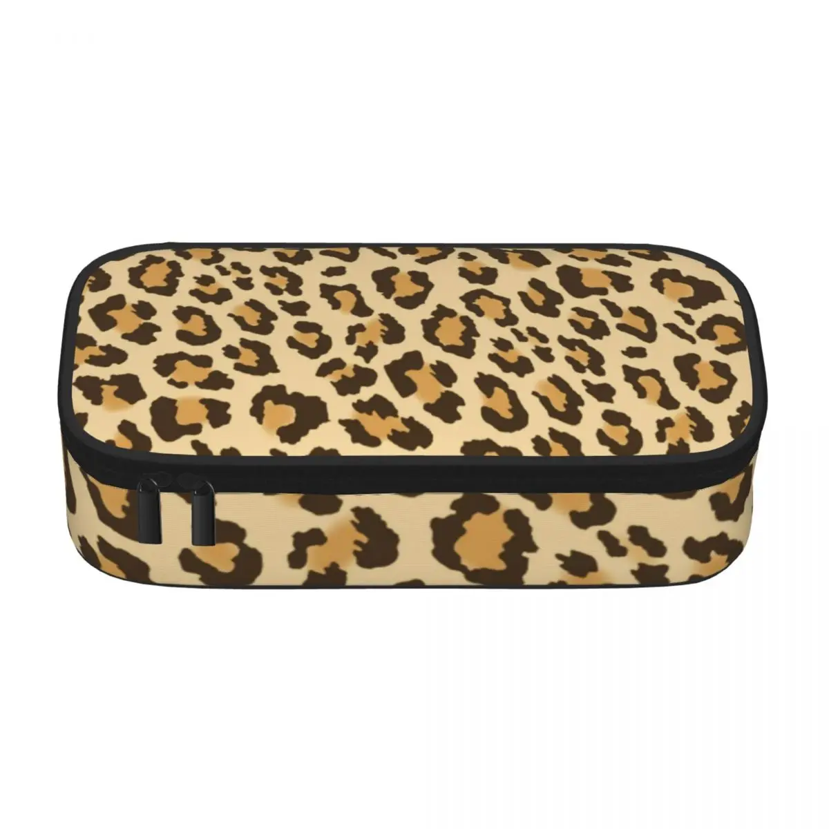 Gold Leopard Pencil Case Animal Print Fashion Large Zipper Pencil Box Stationery Teenager Pen Bags