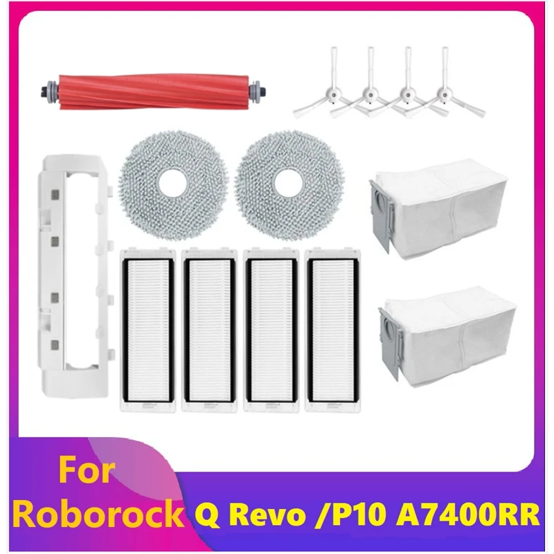 

14PCS Replacement Parts Kit For Roborock Q Revo /Roborock P10 A7400RR Robot Vacuum Cleaner Main Side Brushes Dust Bags Mop Pad