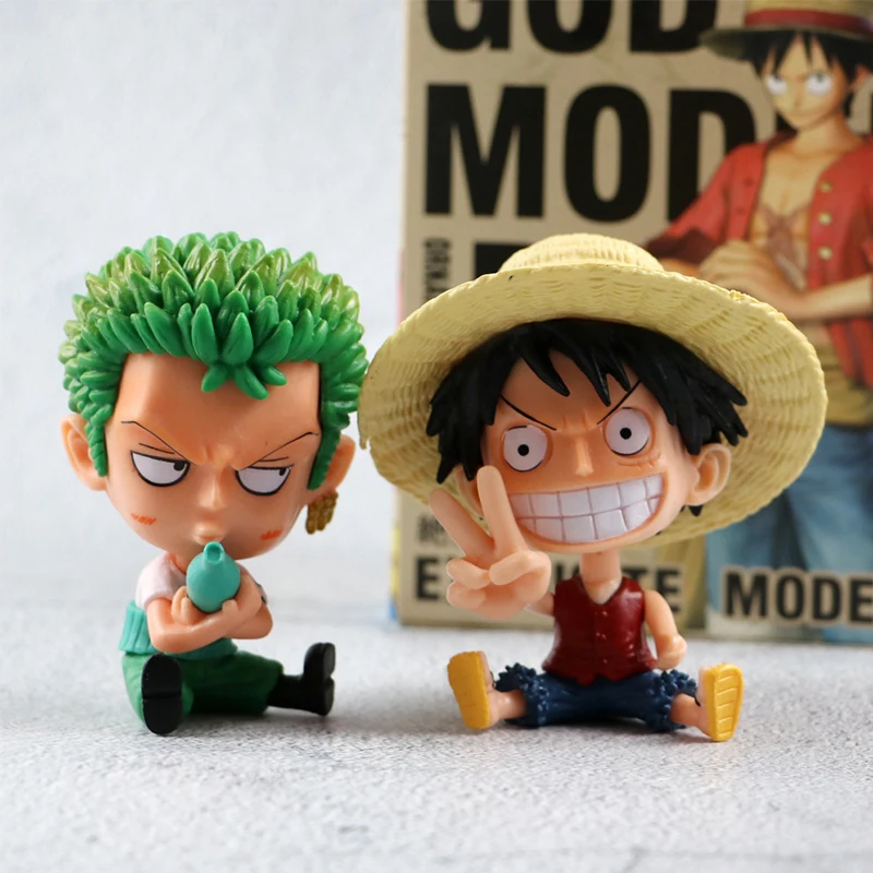 

Anime Q Version Of The Car Ornament Luffy Zoro Action Figures Model Toys Collection Model Doll Gifts For Children