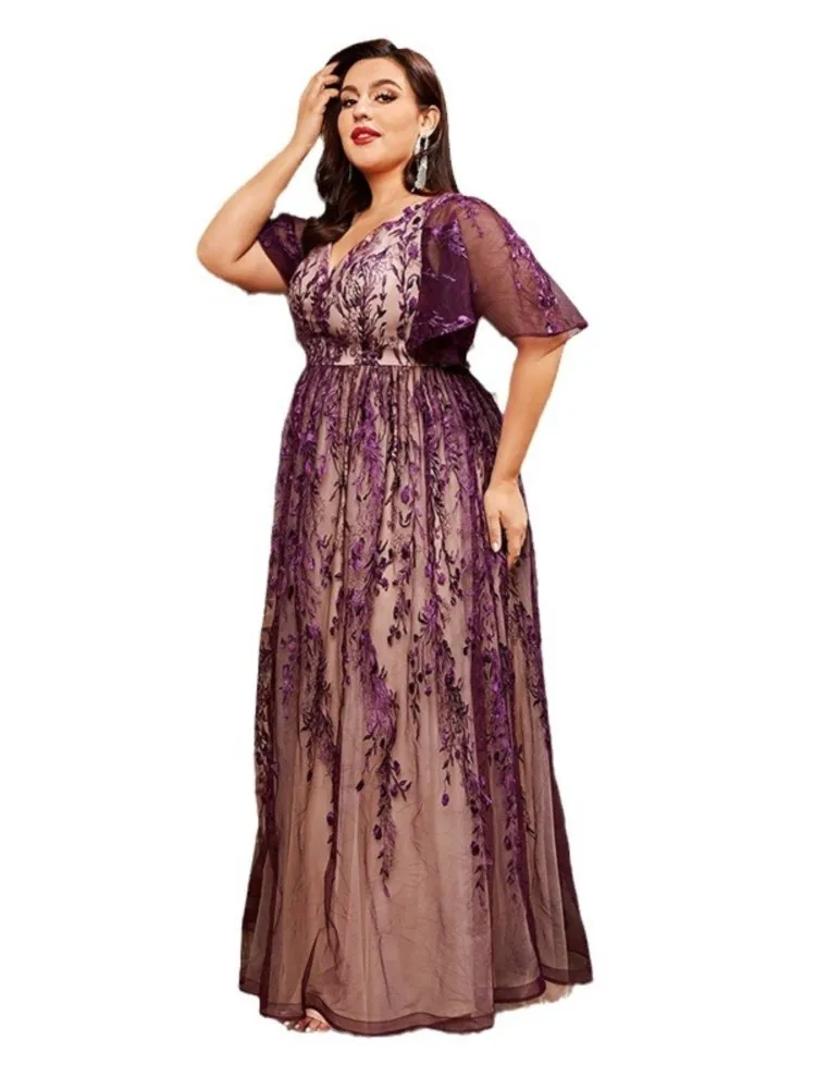 Летнее платье трапециевидной формы больших размеров женское сетчатое лоскутное