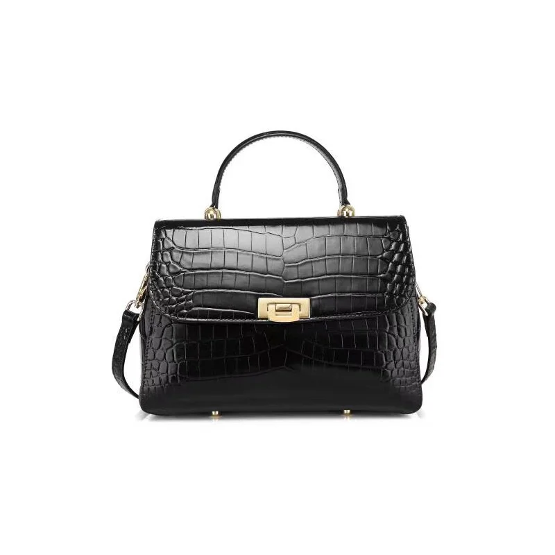 

New Crocodile Pattern Leather Women's Designer Handbag Top Layer Cowhide Single Shoulder Messenger Bag Large Capacity Fashion