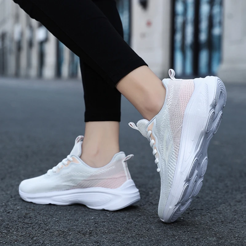 Ultra Lightweight Sneakers for Women Comfortable Breathable Casual Shoe Cotton Lace Up Outdoor Jogging Trekking Sport Footwear