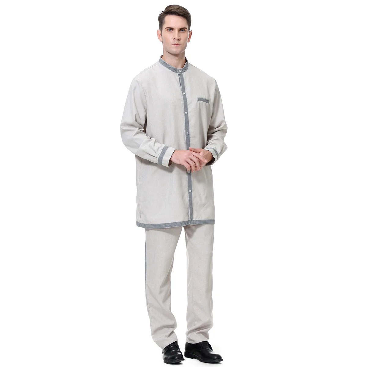 Muslim Men Robe Pants Suit Middle Dubai Abayat Jubba Thobes Ensembles Musulmans Fashion Qamis Homme Kaftan for Men Islamic 2022