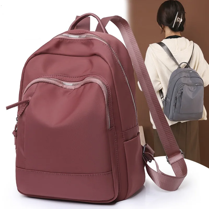 

Elegant Solid Colour Oxford Backpacks For Women Large Capacity Female Travel Bag Waterproof Girls School Backpacks Simple Design