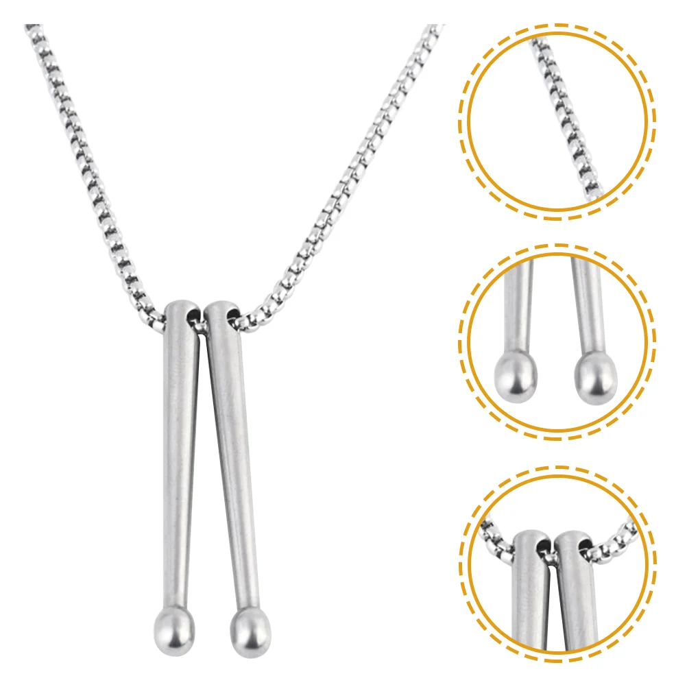 

Drum Necklace Mens Chain Necklaces Drumsticks Trend Women Stainless Steel Jewelry Pendant Man Cool Accessories