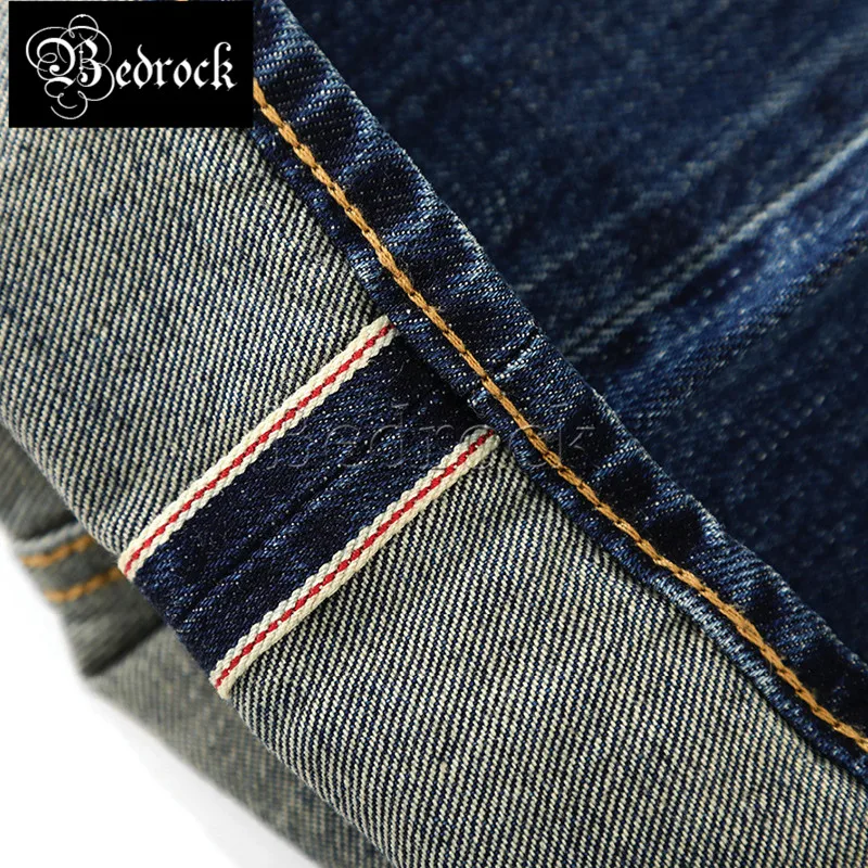 MBBCAR 14.5oz vintage hand worn stone washed selvedge denim cattle jeans men heavy 100 cotton indigo raw denim straight pants