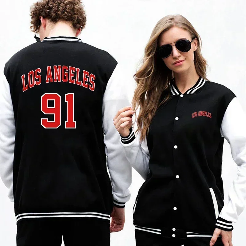 Бейсбольная куртка с принтом алфавита 91 из Лос-Анджелеса мужские Модные Удобные