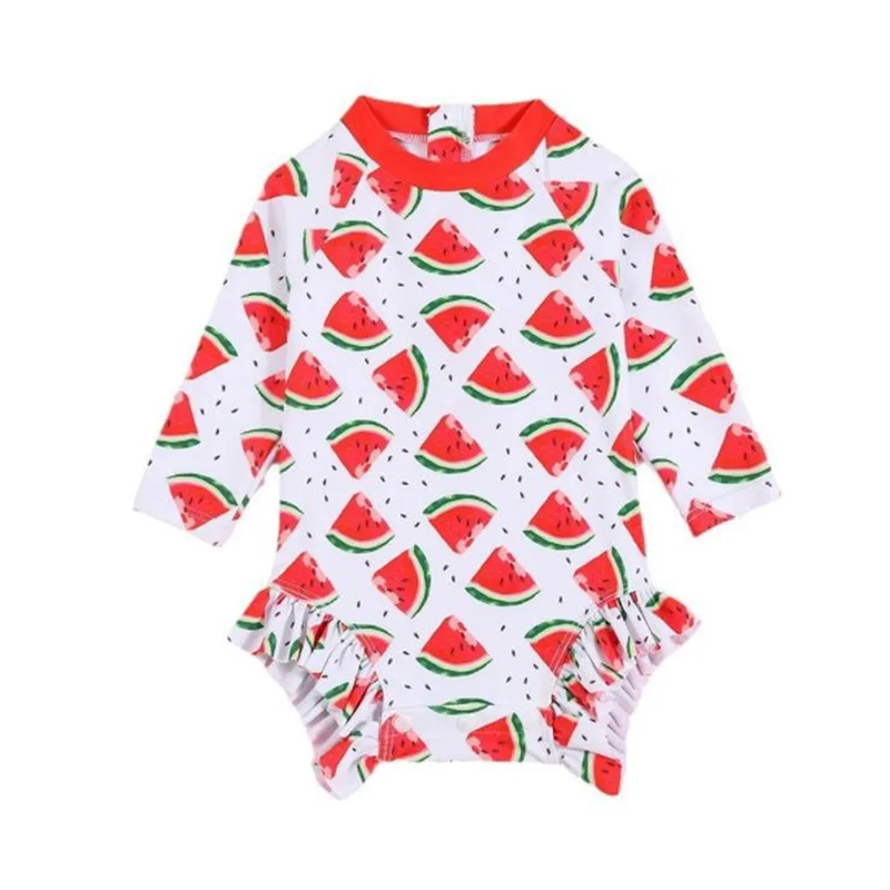 SUNSIOM купальник для маленьких девочек Rash Guard с рисунком арбузной полосы на молнии