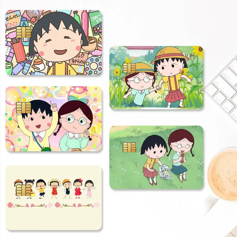 Фото Наклейки-скины для кредитных карт с персонажами C-Chibi M-Maruko C-Chan-S, декоративные защитные наклейки для банковских карт, 4 шт., защита от царапин, водонепроницаемые. №1