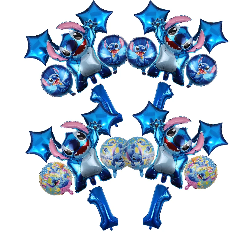 

Children's birthday Party Decoration Cartoon Stitch Blue Aluminum Film Balloons Stitch Number Ballonnen Girl Boy Party Favors