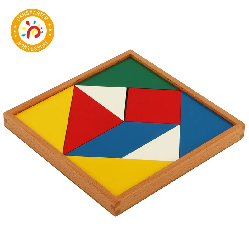 

Montessori Learning Material Toy Square Put Together Tray Wooden Inteligence Educational Puzzles Game Sensory Toys for Children